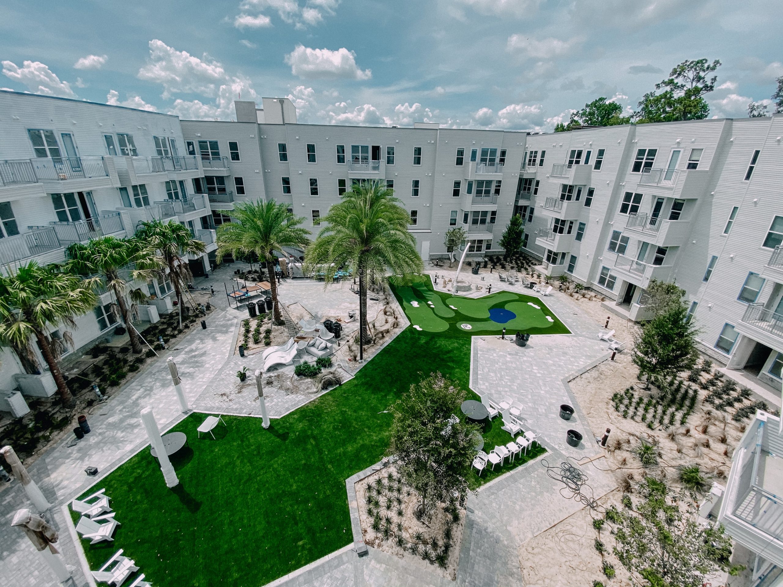 Aerial View of the Courtyard at Liv+ Gainesville Apartments